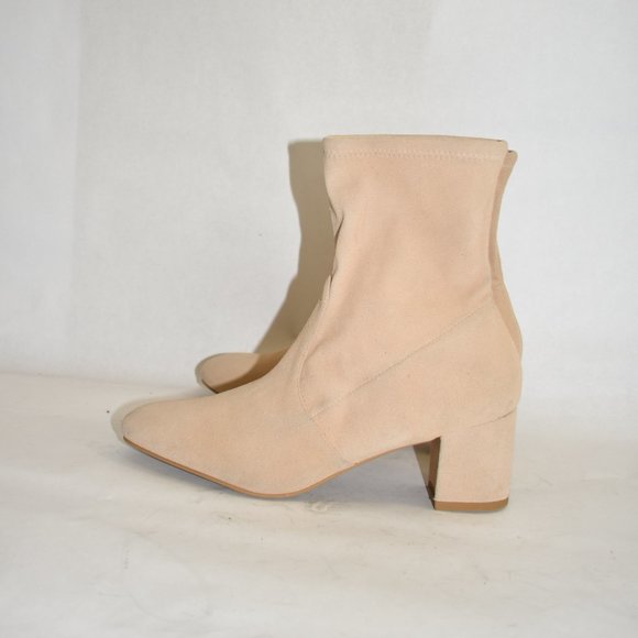 $650 Stuart Weitzman Siggy 60 Suede Bootie BEIGE SOCK BLOCK STRETCH 7.5 (PA4) - Picture 5 of 9